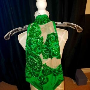 Green one piece dance costume